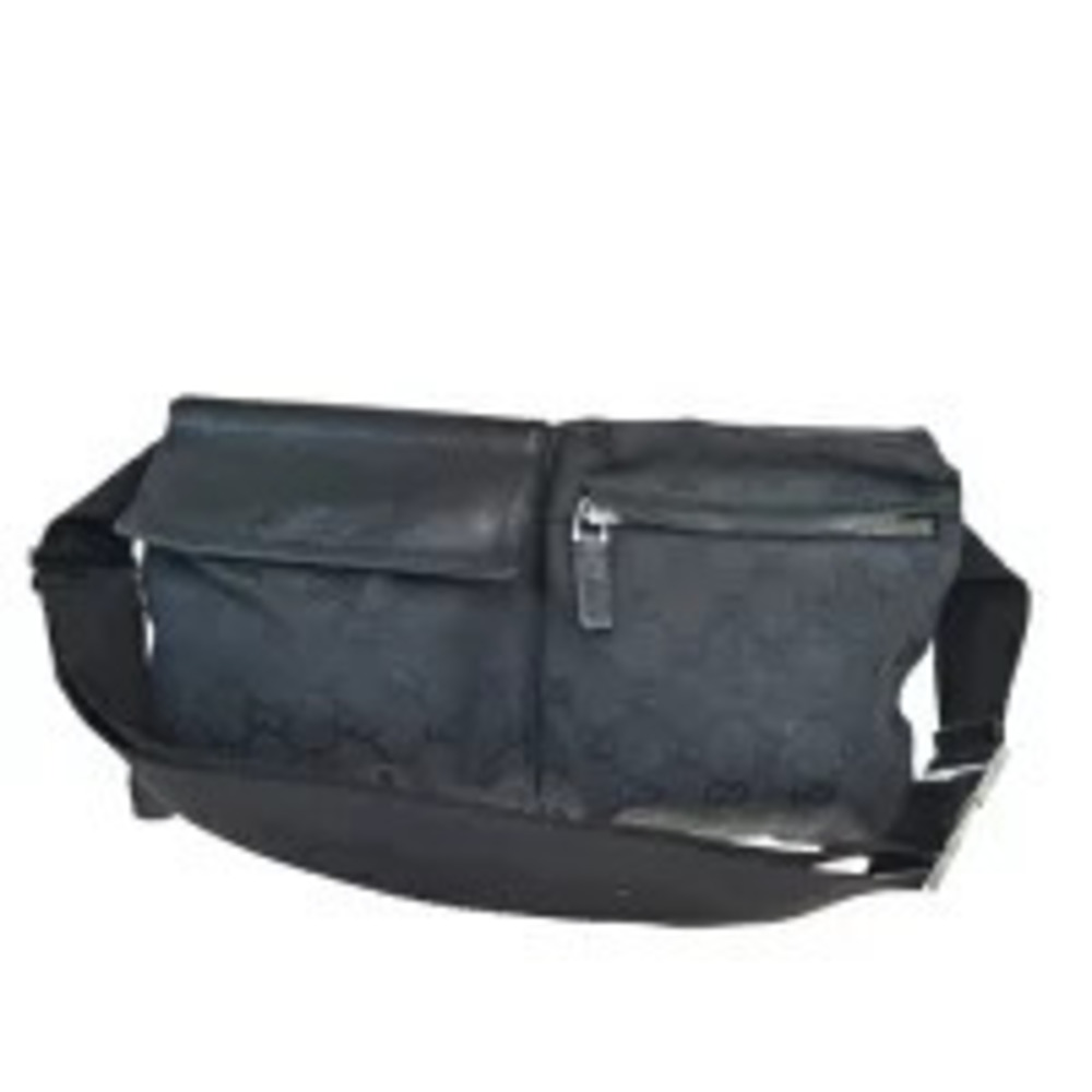 Gucci Waist Pouch Clutch Bag GG Black Canvas Leather